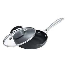 Sleek & Durable Non-Stick Hard Anodized Frying Pan – The Perfect Kitchen Companion (Color: Black)