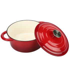 Blue Serenity: 3QT Enameled Cast Iron Dutch Oven with Self-Basting Lid (Color: Red)