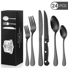 24 Piece TINANA Stainless Steel Flatware Tableware Set for 4 (Brand: TINANA)