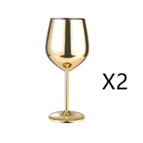 Stainless steel wine glass (Option: 2PC Golden)