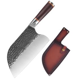 Forged Hammer Pattern Stainless Steel Cutting Knives (Option: Chopper Knife Blade Sheath)