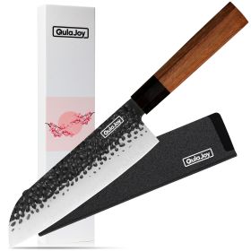 Qulajoy 7-Inch Hammered Santoku Knife with Razor-Sharp Japanese Blade (size: Santoku)