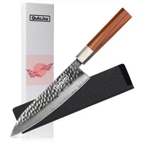 Qulajoy 7-Inch Hammered Santoku Knife with Razor-Sharp Japanese Blade (size: Chef)